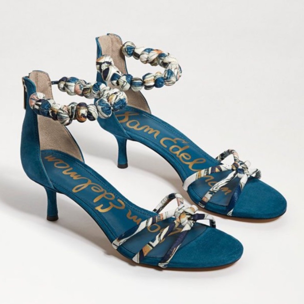 Sam Edelman Jayde Ankle Strap Heel Sandal Kitten Heel‎ Indigo Ink Size US 6.5